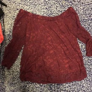 off the shoulder lace shirt